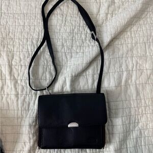 Vintage Black two toned Leather Crossbody Bag